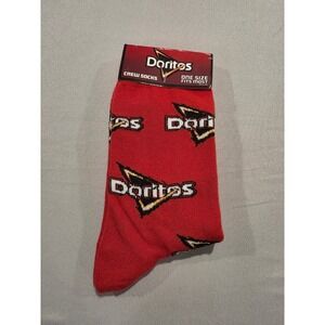Doritos Crew Socks Red One Size Fits Most Novelty Snack Logo All Over Print NWT